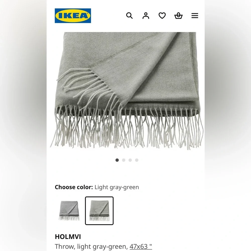 IKEA Holmvi Gray-Green Throw Blanket
